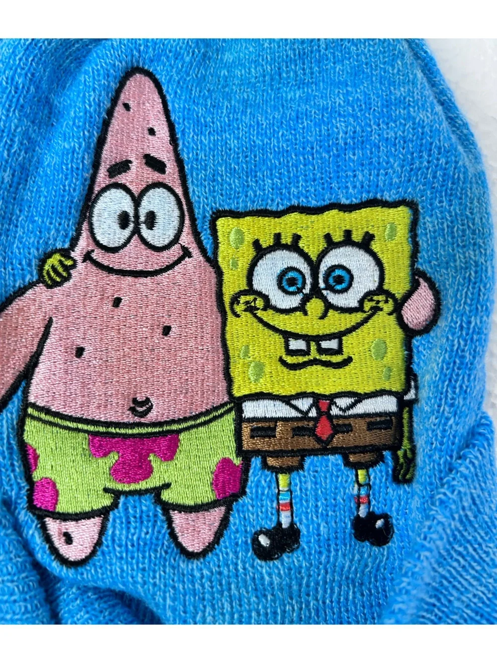 New 🆕 SpongeBob SquarePants Blue Kids Knit Beanie with SpongeBob & Patrick